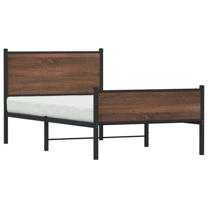 sengeramme 100x200 cm uden madras metal brun egetræsfarve