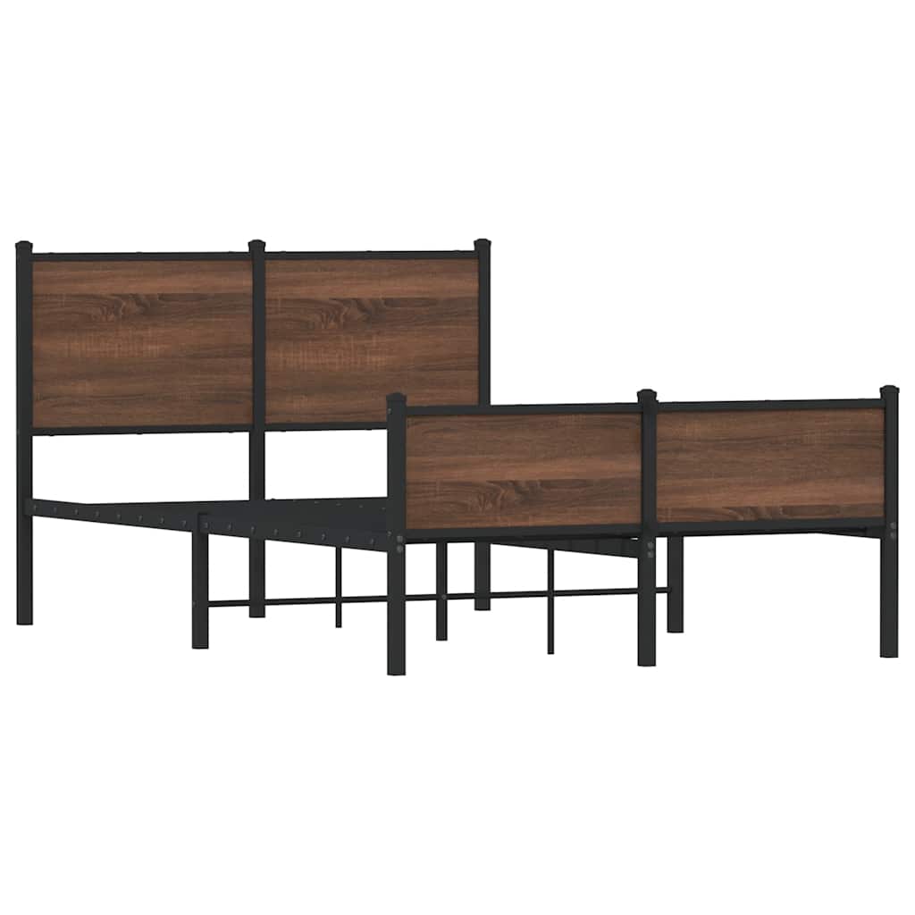 sengeramme 120x190 cm uden madras metal brun egetræsfarve