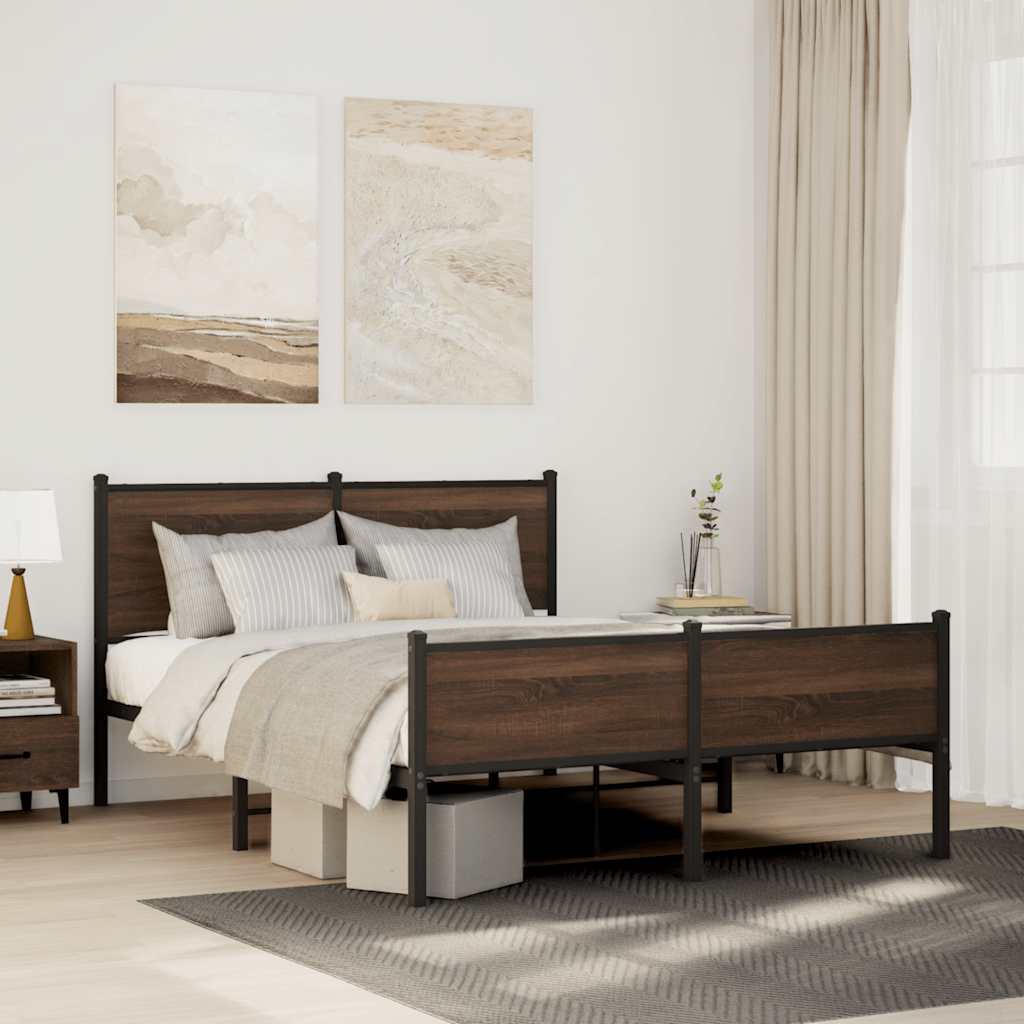 sengeramme 140x200 cm uden madras metal brun egetræsfarve