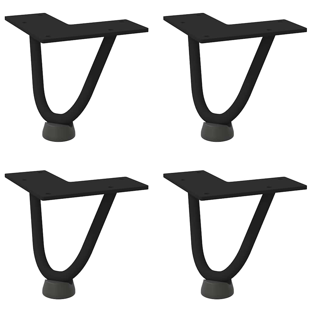 hårnåleben til sofabord 4 stk. sort 10 cm massivt stål
