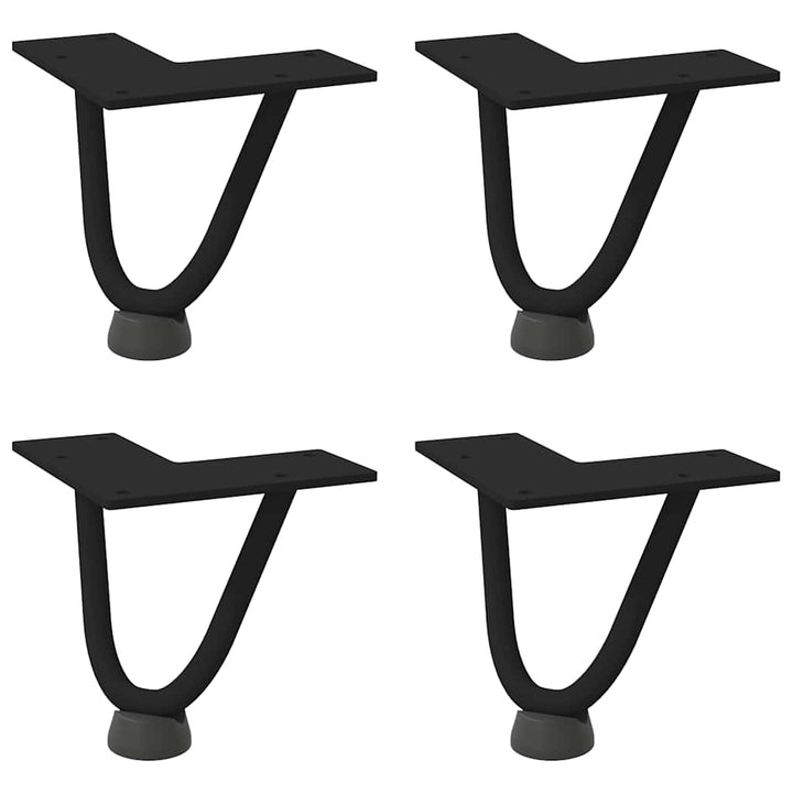 hårnåleben til sofabord 4 stk. sort 10 cm massivt stål