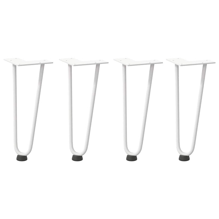 hårnåleben til sofabord 4 stk. hvid 30 cm massivt stål
