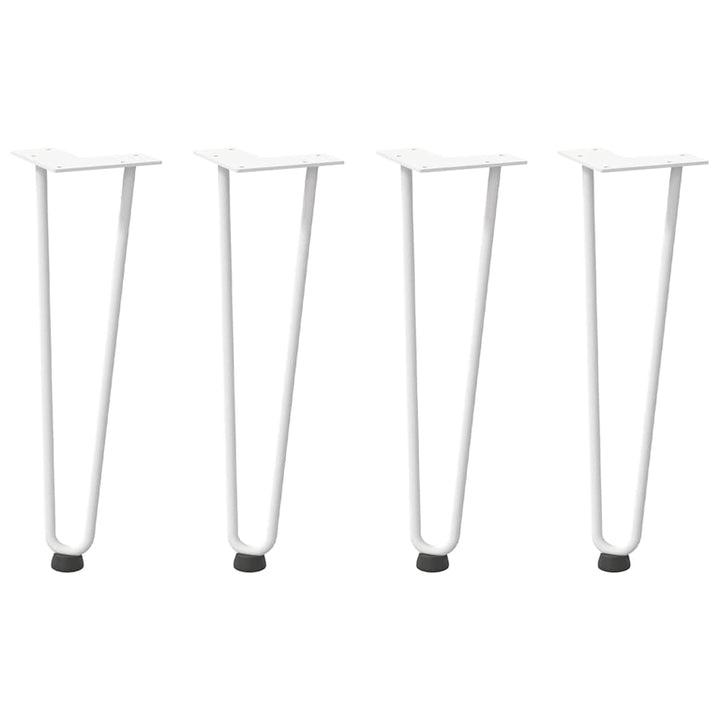 hårnåleben til sofabord 4 stk. hvid 42 cm massivt stål