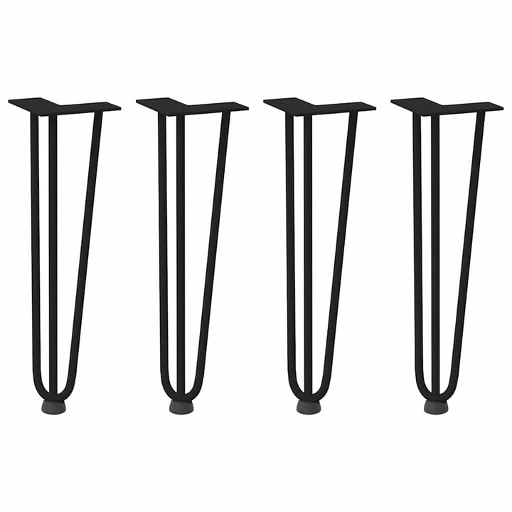 hårnåleben til sofabord 4 stk. sort 42 cm massivt stål