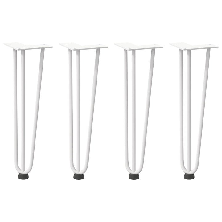 hårnåleben til sofabord 4 stk. hvid 42 cm massivt stål