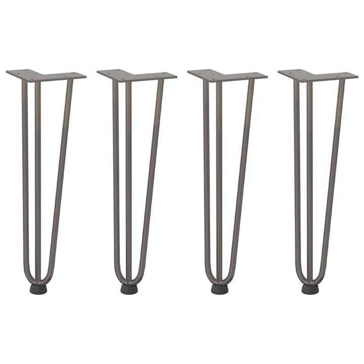 hårnåleben til sofabord 4 stk. naturstål 42 cm massivt stål