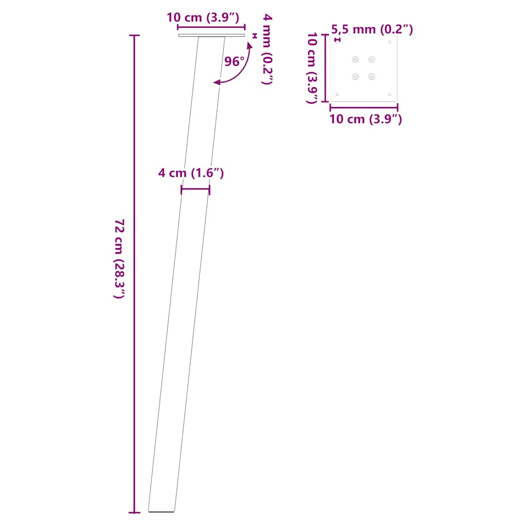 konsolbordben 4 stk. antracit 72 cm stål