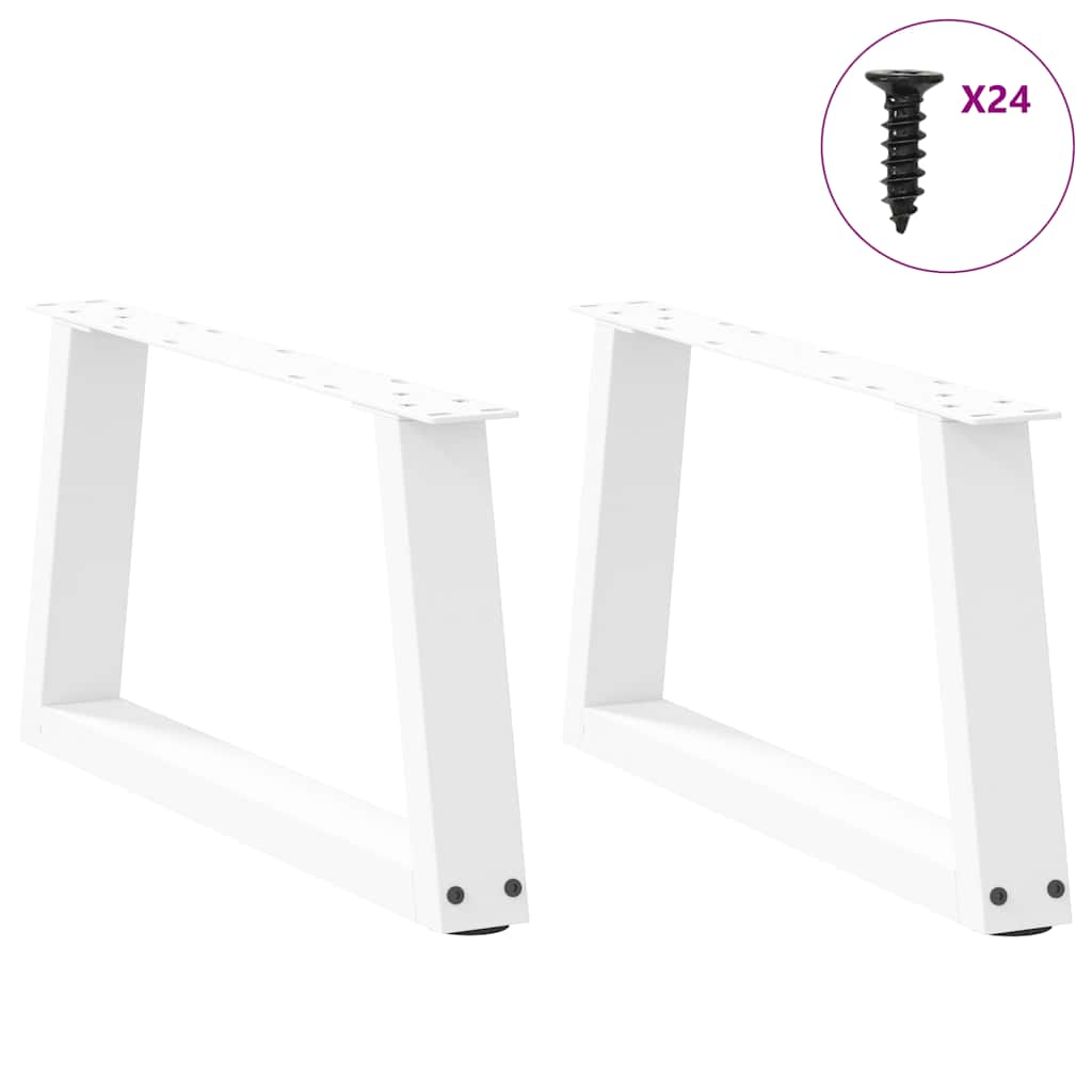 sofabordsben V-formet 2 stk. hvid 70 x (30-31,3) cm stål