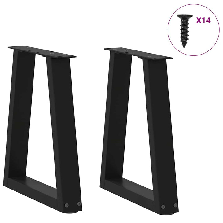 sofabordsben V-formet 2 stk. sort 38 x (42-43,3) cm stål