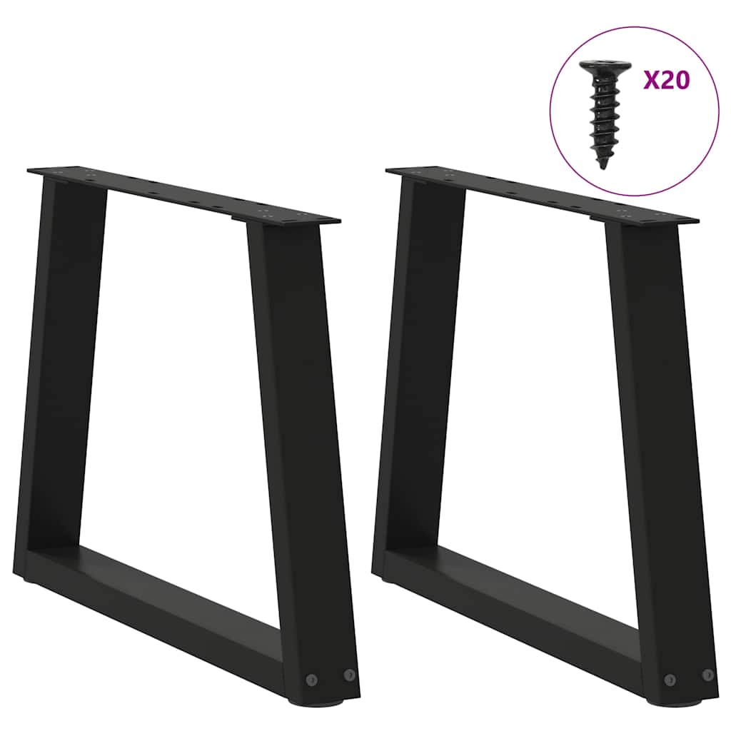 sofabordben V-formet 2 stk. sort 50x(42-43,3) cm stål