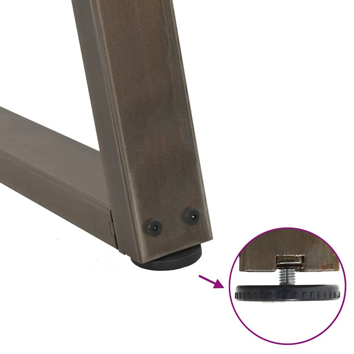 sofabordsben V-formet 2 stk. naturstål 70 x (42-43,3) cm stål