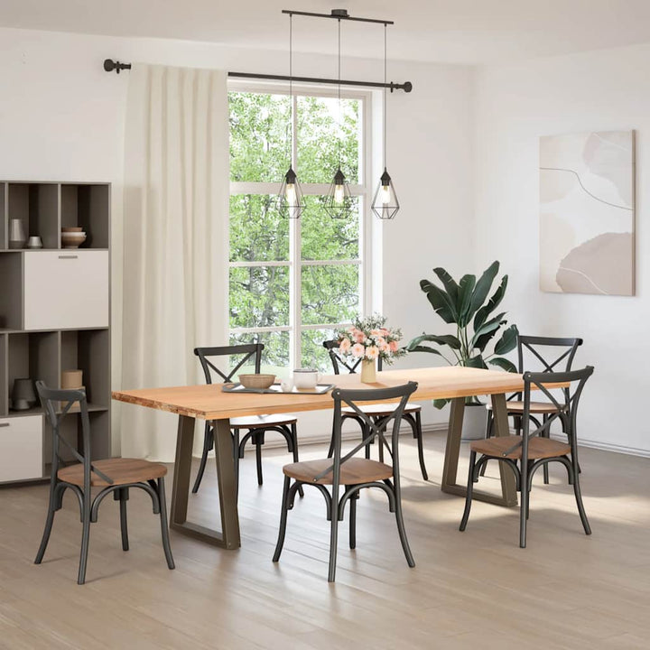 spisebordsben V-formet 2 stk. naturstål 50x(72-73,3) cm stål