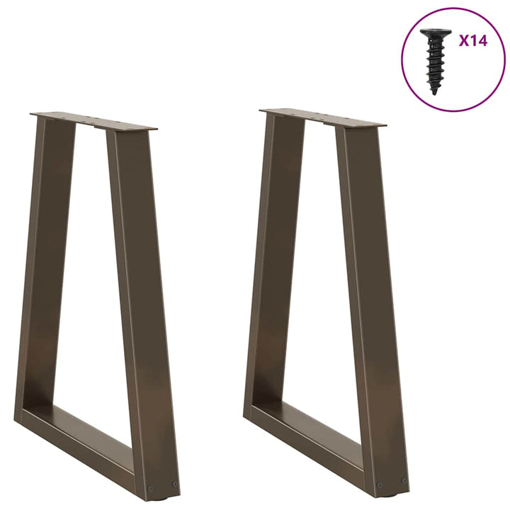 spisebordsben V-formet 2 stk. naturstål 50x(72-73,3) cm stål