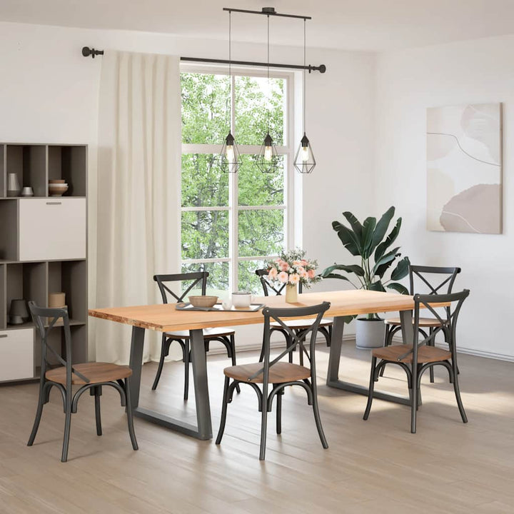 spisebordsben V-formet 2 stk. antracit 100x(72-73,3) cm stål