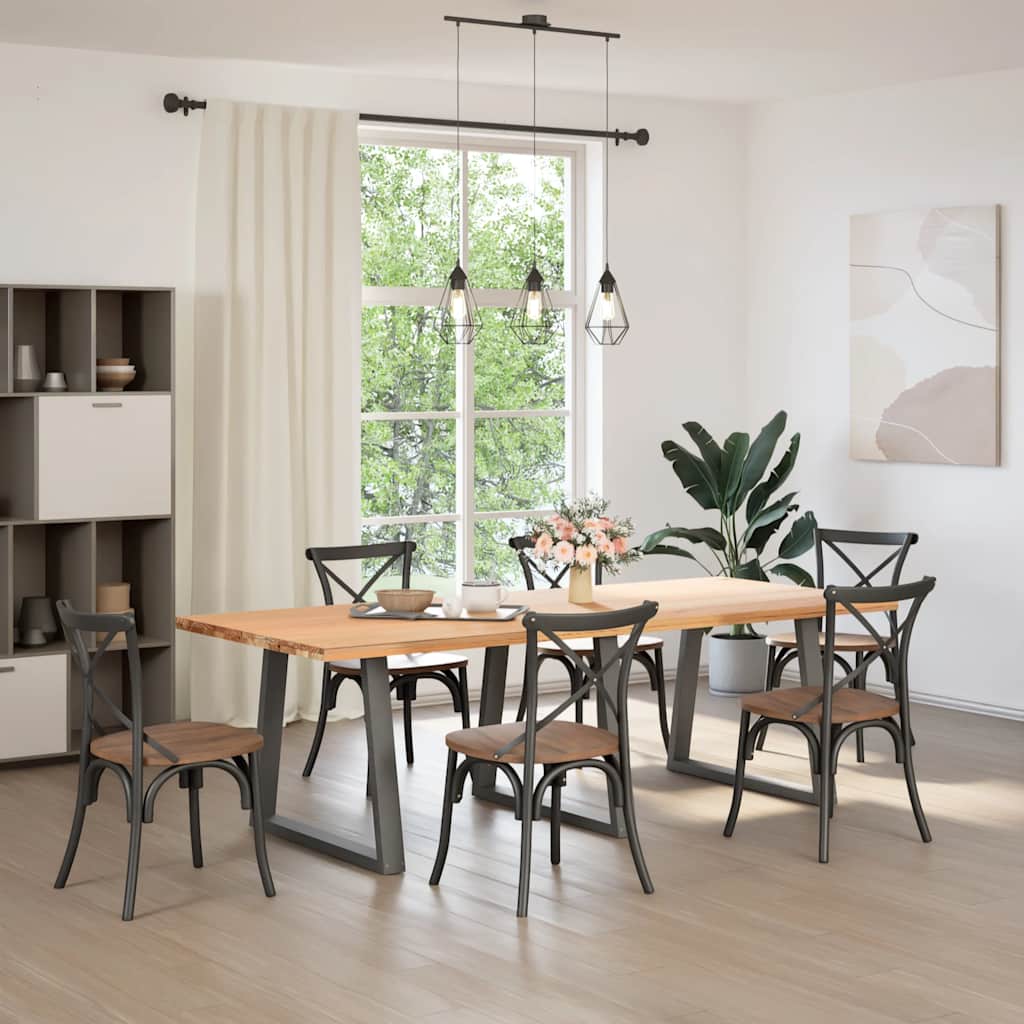 spisebordsben V-formet 3 stk. antracit 80x(72-73,3) cm stål