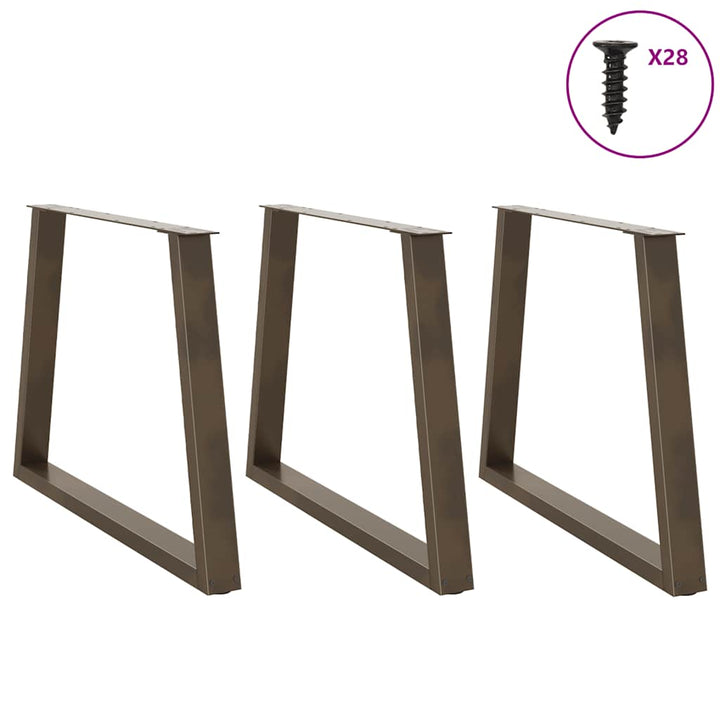 spisebordsben V-formet 3 stk. naturstål 90 x (72-73,3) cm stål