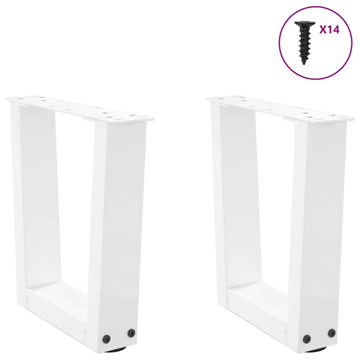 sofabordsben V-formet 2 stk. hvid 30x(30-31,3) cm stål