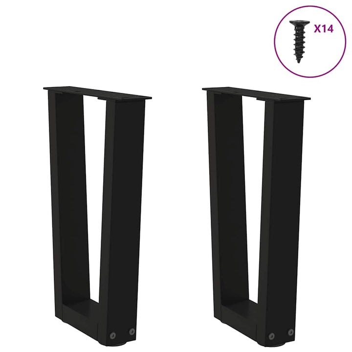 sofabordsben V-formet 2 stk. sort 28 x (42-43,3) cm stål