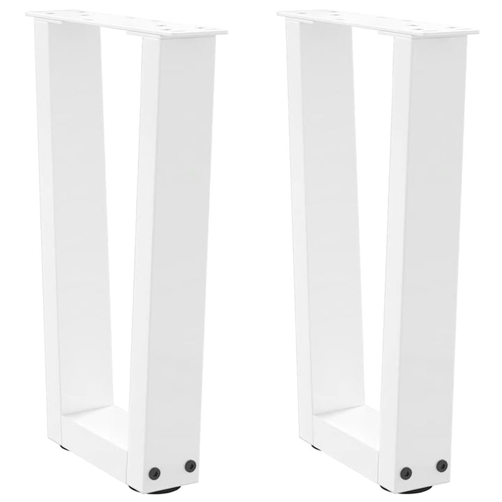 sofabordsben V-formet 2 stk. hvid 38 x (42-43,3) cm stål