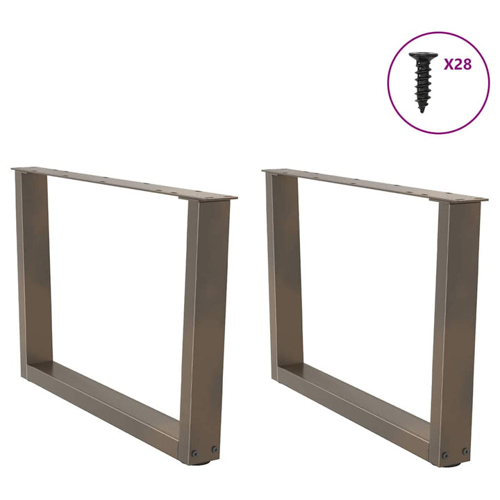 sofabordsben V-formet 2 stk. naturstål 70 x (42-43,3) cm stål