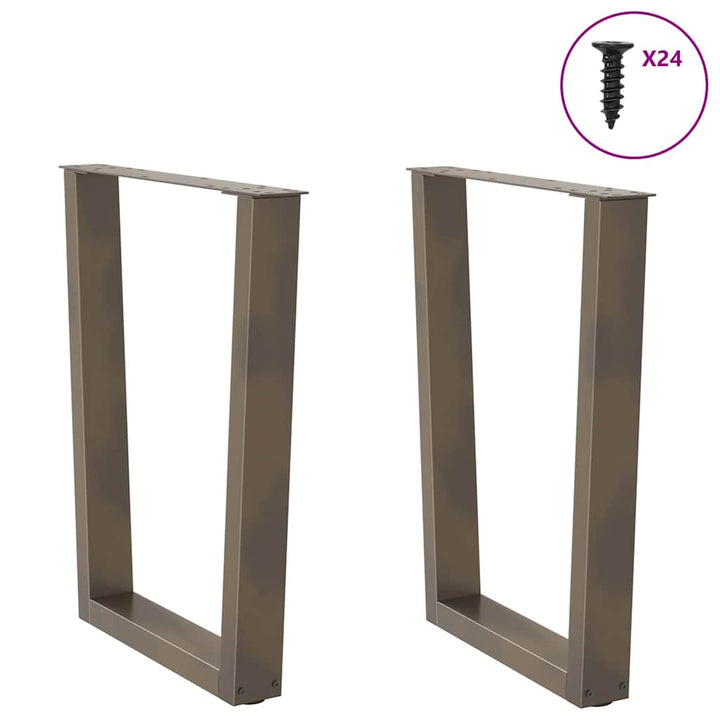 spisebordsben V-formet 2 stk. naturstål 60 x (72-73,3) cm stål
