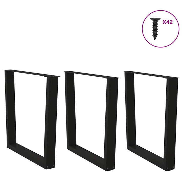 spisebordben V-formet 3 stk. sort 80 x (72-73,3) cm stål