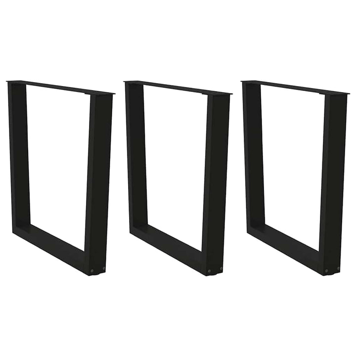 spisebordben V-formet 3 stk. sort 90 x (72-73,3) cm stål