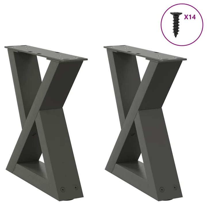 sofabordsben 2 stk. antracit 40x(30-31,3) cm stål