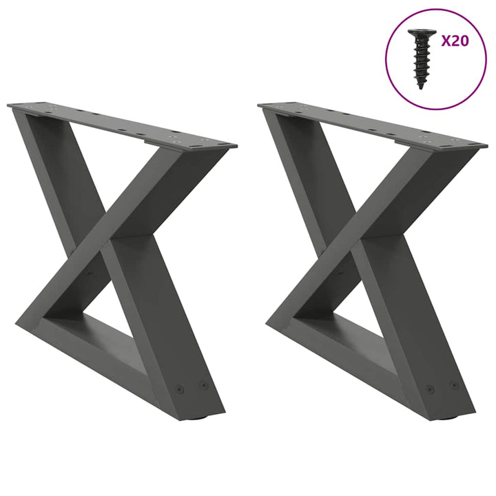 sofabordsben 2 stk. antracit 50x(30-31,3) cm stål