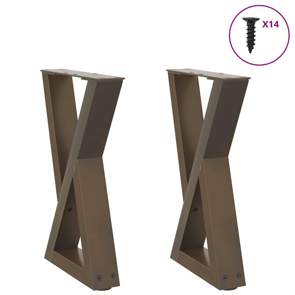 sofabordsben 2 stk. naturstål 38 x (42-43,3) cm stål