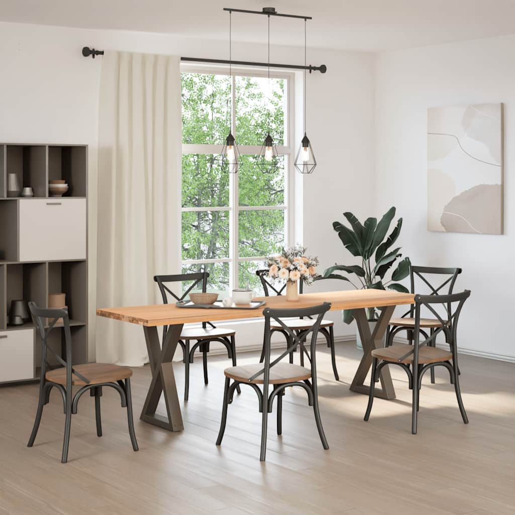 spisebordsben 2 stk. naturstål 60 x (72-73,3) cm stål