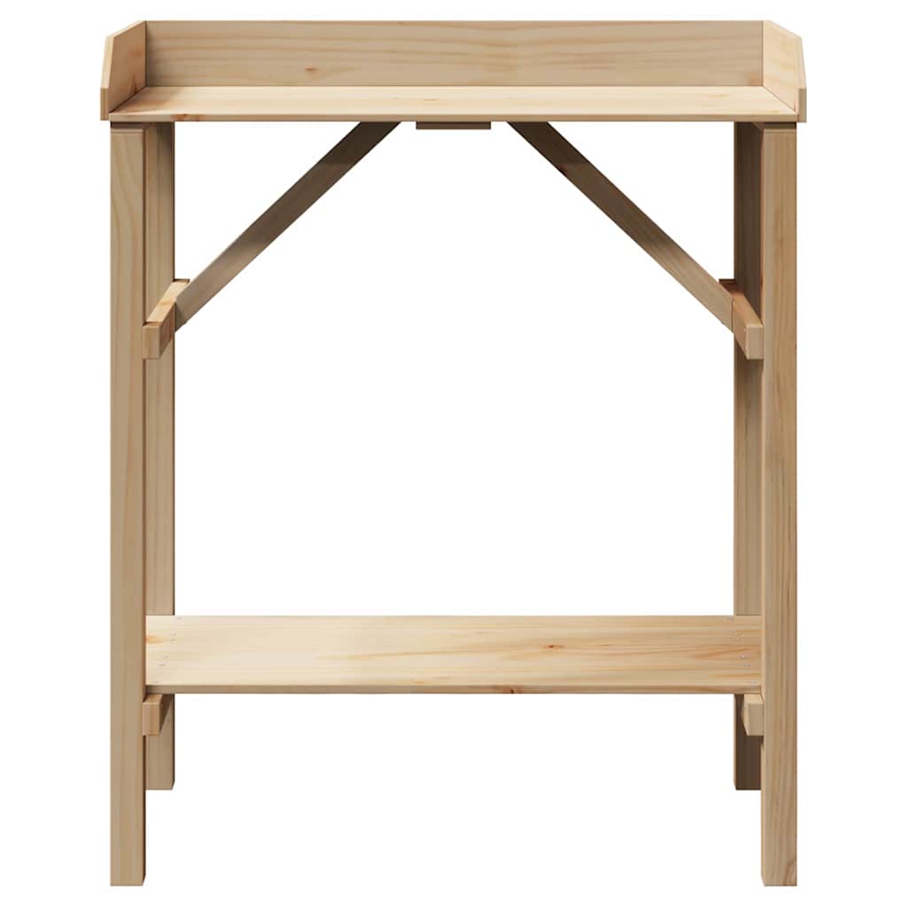 Plantebord med hylde Naturfarvet 75 x 40 x 90 cm Solid fyrretræ