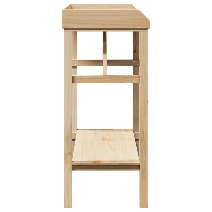 Plantebord med hylde Naturfarvet 75 x 40 x 90 cm Solid fyrretræ