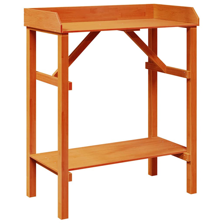 Plantebord med hylde Brun 75 x 40 x 90 cm Massiv fyrretræ