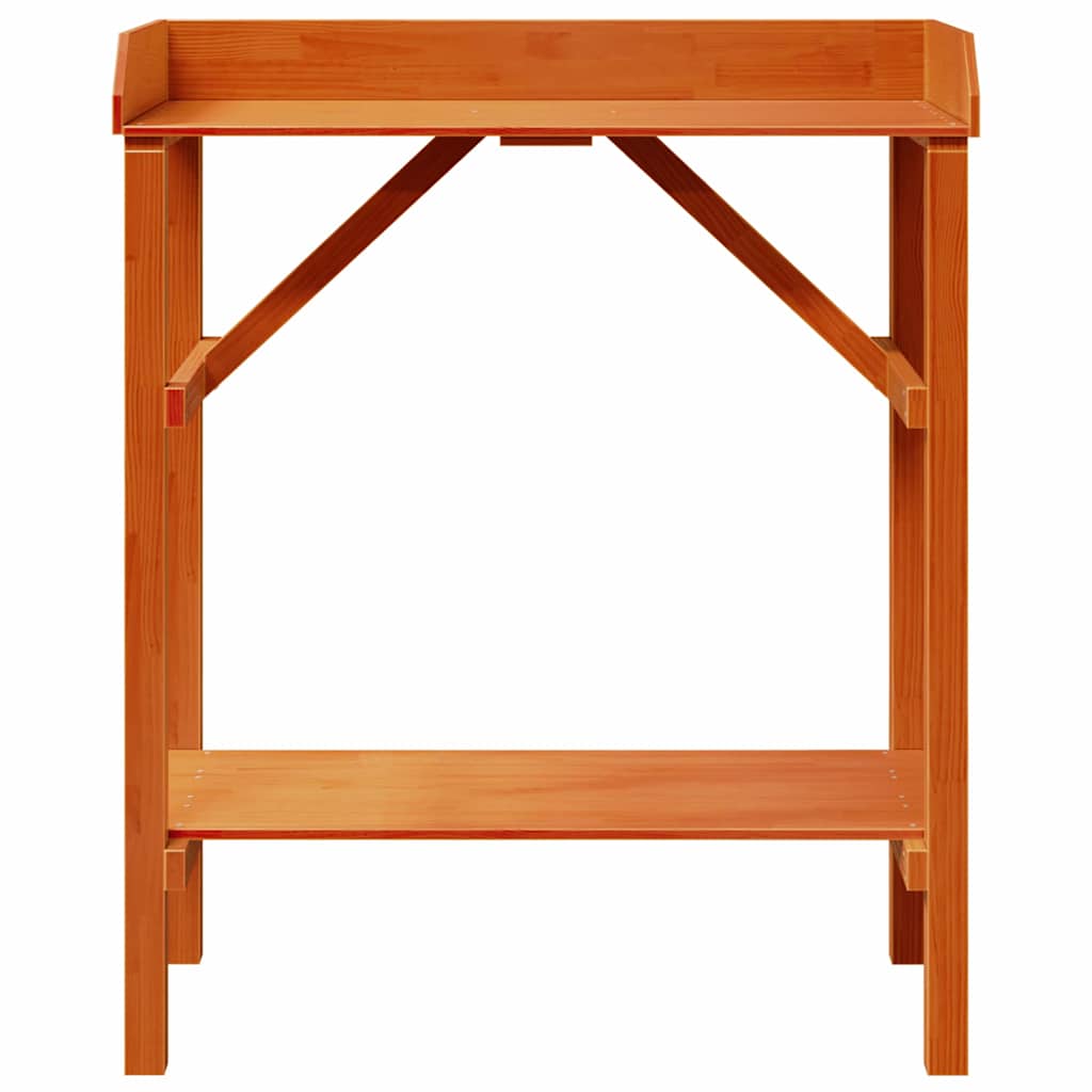 Plantebord med hylde Brun 75 x 40 x 90 cm Massiv fyrretræ