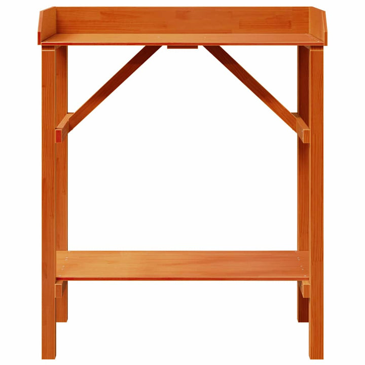 Plantebord med hylde Brun 75 x 40 x 90 cm Massiv fyrretræ