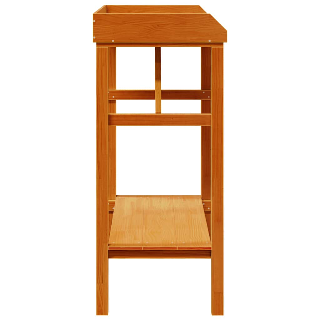 Plantebord med hylde Brun 75 x 40 x 90 cm Massiv fyrretræ