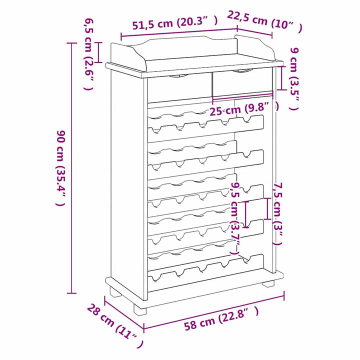 Vinfad Naturfarvet 58 x 28 x 90 cm Massiv Fyrretræ