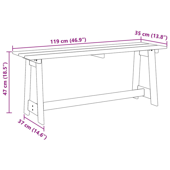 Udendørs bænk Naturfarvet 119 x 47 x 35 cm Massiv Fyrretræ