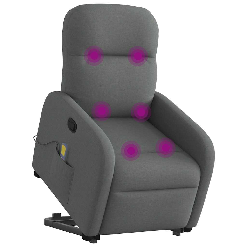 løftestol med massagefunktion stof mørkegrå