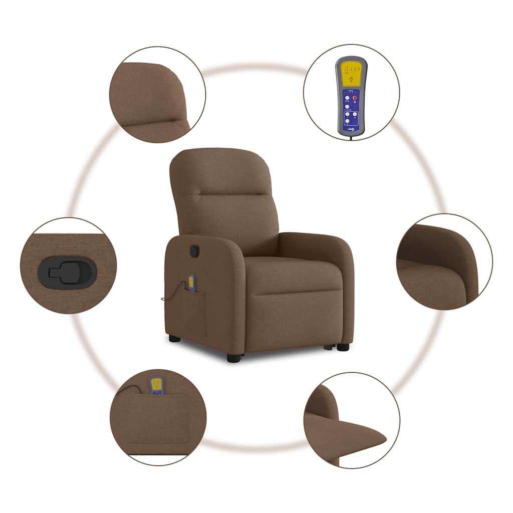 løftestol med massagefunktion stof brun