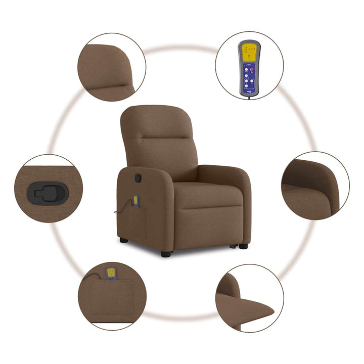 løftestol med massagefunktion stof brun
