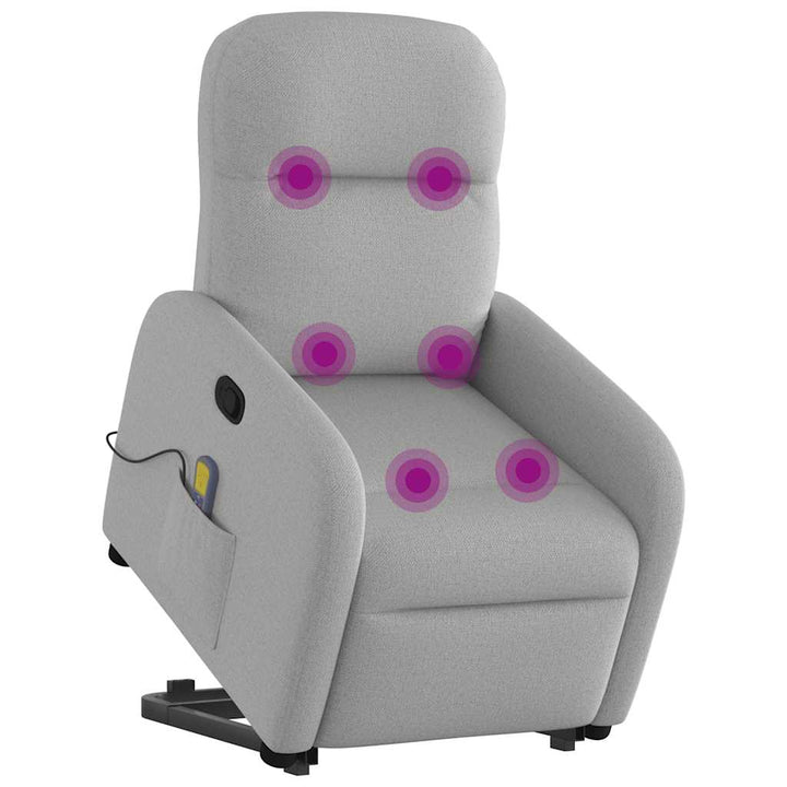 massagestol med løftefunktion stof skygrå