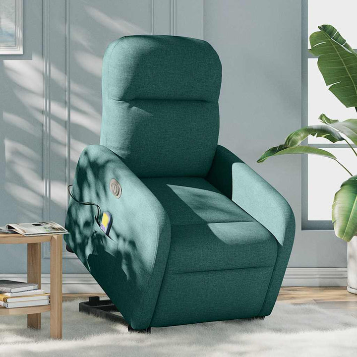 elektrisk massagestol med løftefunktion stof mørkegrøn