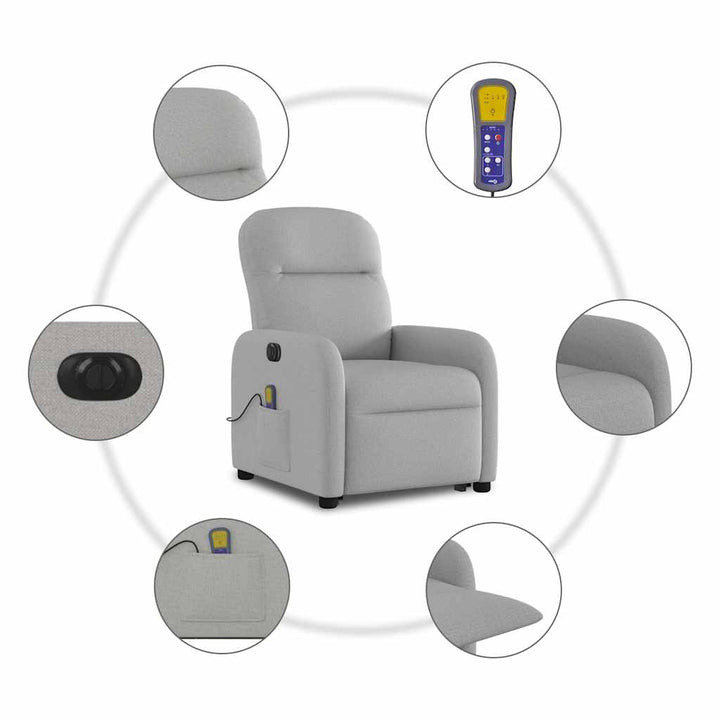 elektrisk massagestol med løftefunktion stof skygrå