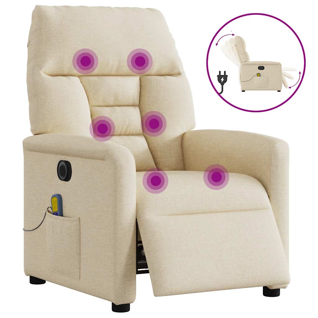 eldrevet massagestol stof cremefarvet