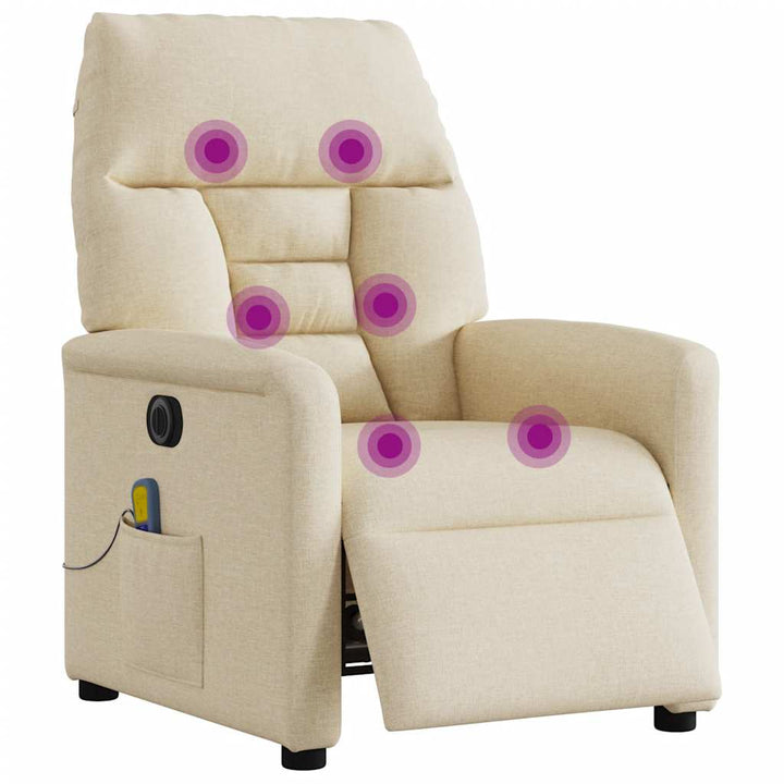 eldrevet massagestol stof cremefarvet
