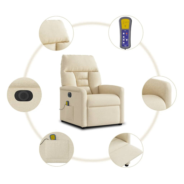 eldrevet massagestol stof cremefarvet