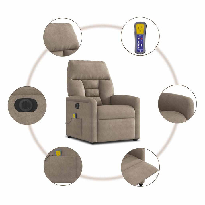 massagestol mikrofiberstof gråbrun