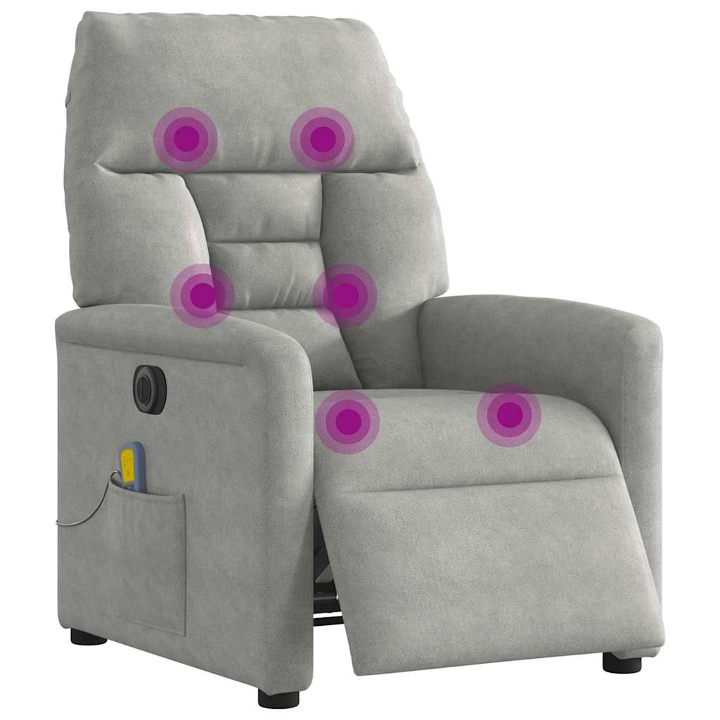 massagestol mikrofiberstof lysegrå